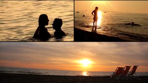 Romantiku a krásu moře při západu slunce v létě - Multiscreen — Stock video