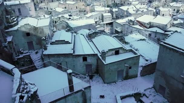 Matera karlı çatılar — Stok video