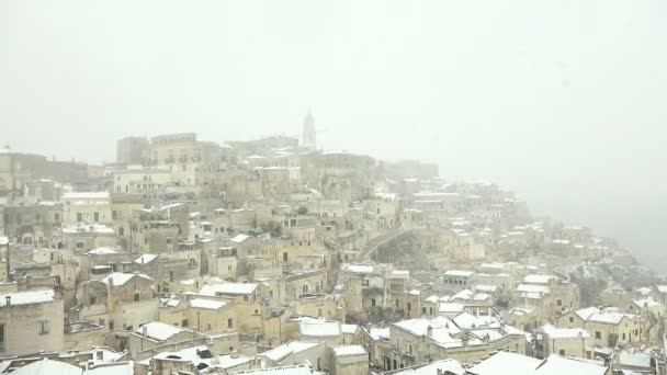 Snow covered roofs of the city — Stock Video