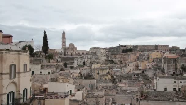 Starożytne budowle miasta Matera — Wideo stockowe