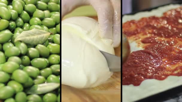 Zusammensetzung der Hände beim Zubereiten, Schneiden von Lebensmitteln — Stockvideo
