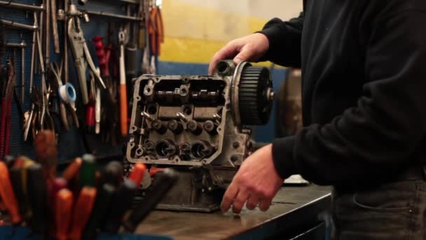 Automechaniker reparieren Auto-Motor — Stockvideo