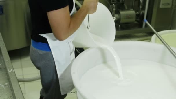 Producción en fábrica de mozzarella — Vídeo de stock