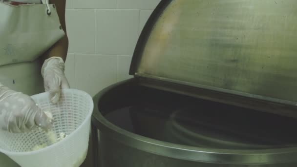 Proces produkcji włoski mozzarella — Wideo stockowe
