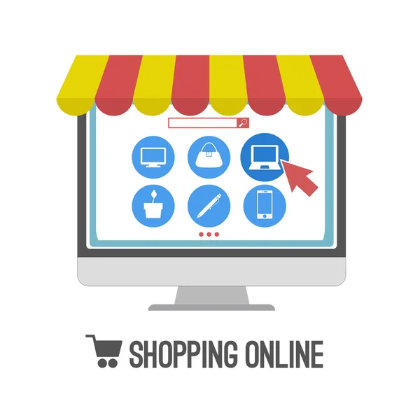 Compras on-line. computador —  Vetores de Stock