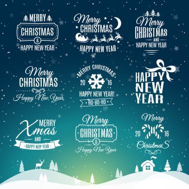 Noel vektör set - etiket öğeleri