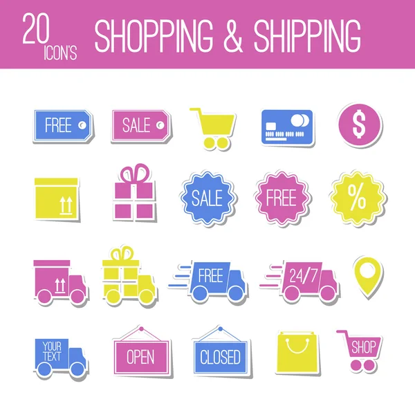 Icon's shopping and shipping color — Stock Vector