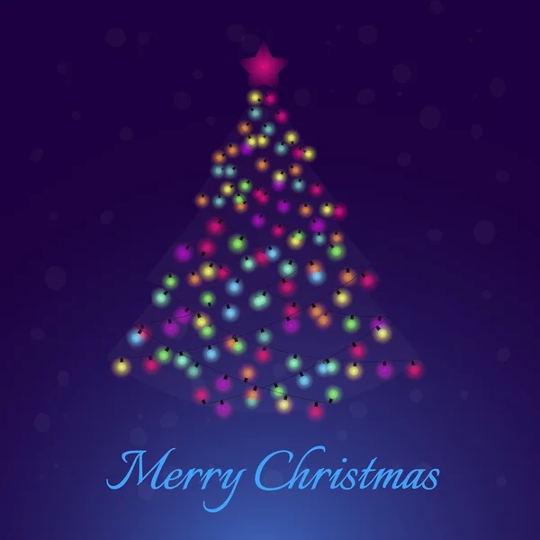 Frohe Weihnachten Tannen-Baum mit Glühbirnen — Stockvektor