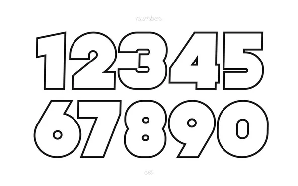 Set of numbers bold line style trendy typography — Stock Vector