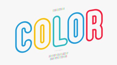 Vektör renk yazı tipi kalın dış hat biçimi