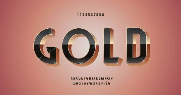 Vector gold font 3D bold style modern typography — Archivo Imágenes Vectoriales