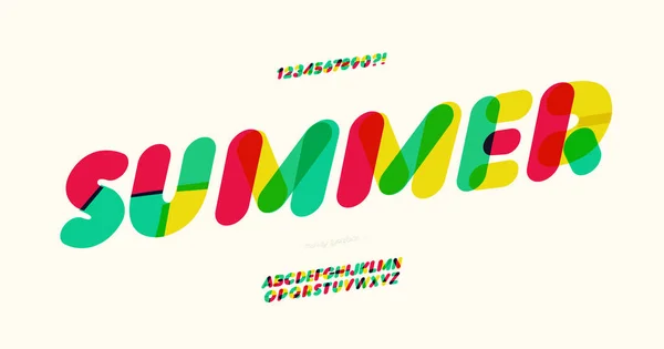 Διάνυσμα καλοκαίρι γραμματοσειρά πολύχρωμο στυλ σύγχρονη τυπογραφία — Διανυσματικό Αρχείο