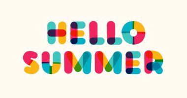 Merhaba yaz posteri. Cesur renkli bir tarz.