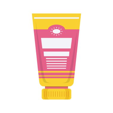 Beyaz arkaplanda izole edilmiş düz stil güneş kremi