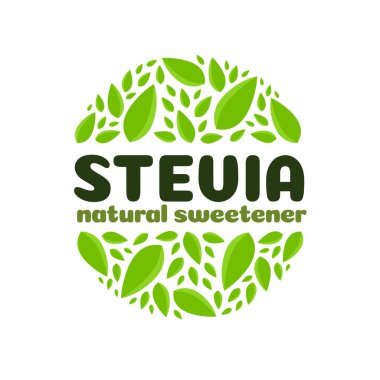 Stevia beyaz arkaplanda izole edilmiş rozet bıraktı