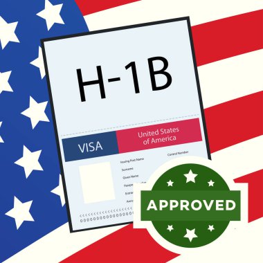 Approved Visa Type H1B temporary work for workers clipart