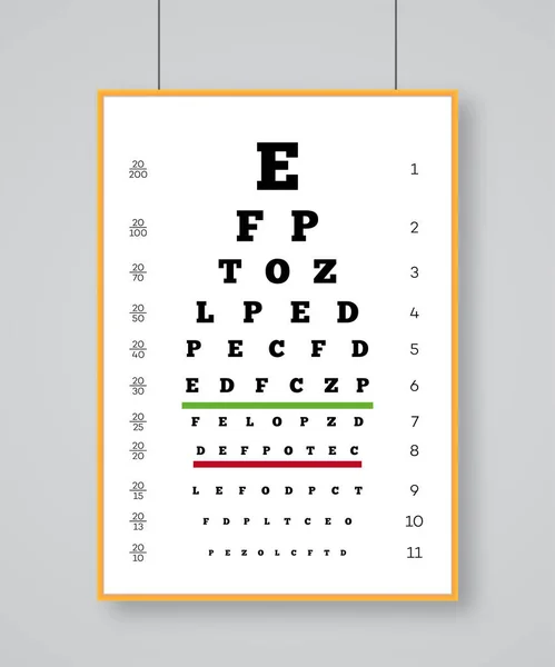 Snellen chart eye test for testing quality vision — Stock Vector
