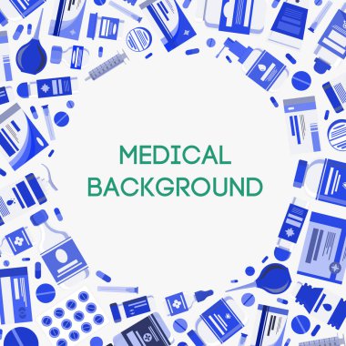 İlaç kapsülleri ile tıbbi afiş illüstrasyonu