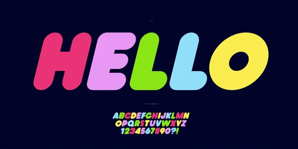 Vector font hello όνομα πολύχρωμο σύγχρονη τυπογραφία — Διανυσματικό Αρχείο