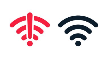 Kablosuz Wi-Fi vektör simgesi sinyal ve düz tasarım seti yok