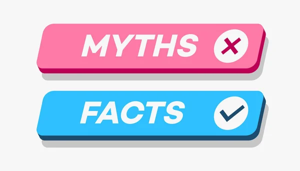 Mitos vs fakta Gaya 3d terisolasi pada latar belakang putih - Stok Vektor
