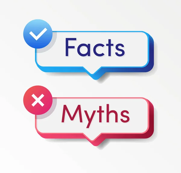 Fakta vs mitos gaya realistis - Stok Vektor