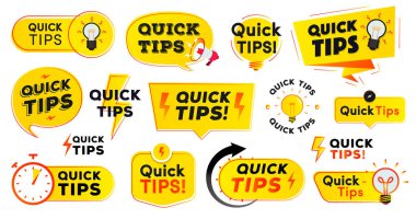 Quick tips label vector set modern style clipart
