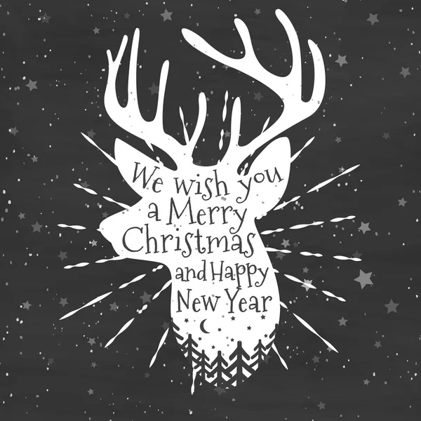 Merry christmas deer on star background — Stock Vector