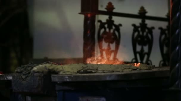 Pouring of molten iron — Stock Video