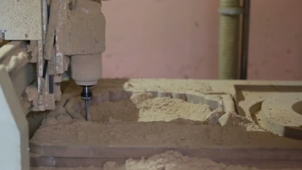 Frezen-snijmachine maakt in hout — Stockvideo