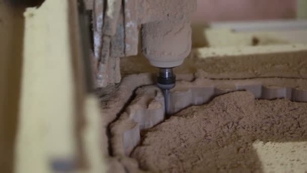 Frezen-snijmachine maakt in hout — Stockvideo