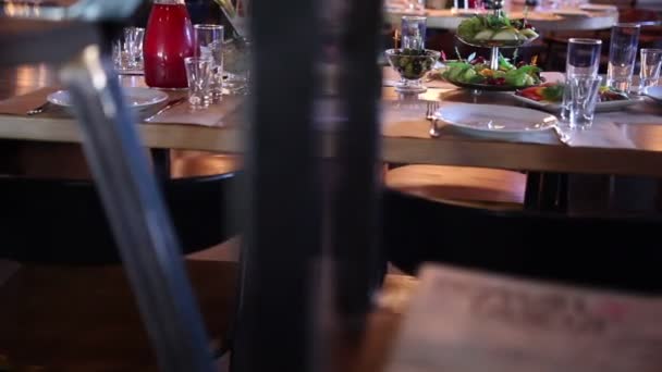Fine dining in Restaurant — Stock Video