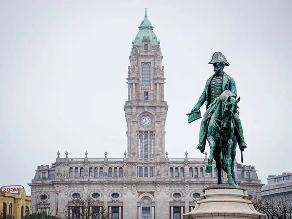 Monumento Pedro Praa Liberdade Oporto Portugal — Foto de Stock