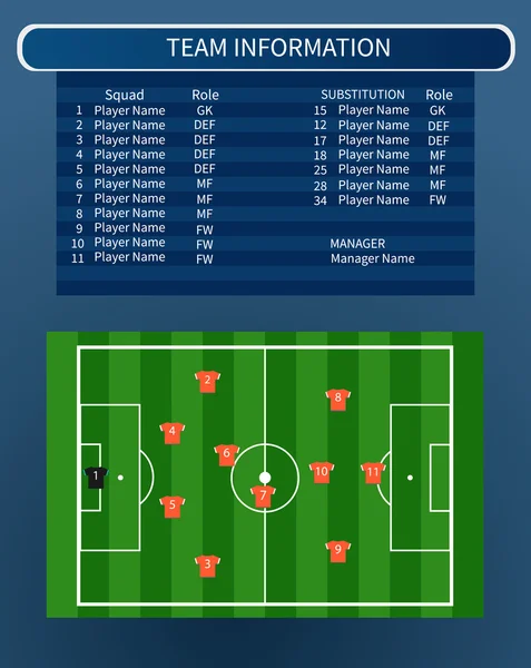 Voetbal infographic veld — Stockvector