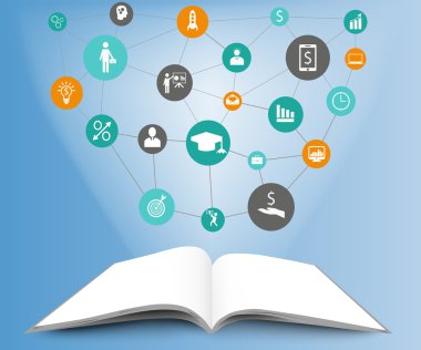 Açık kitapta bilgi grafiği şablonu