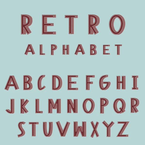 Retro embroidered alphabet vector font — Stock Vector