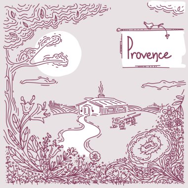 Doğanın vektör illüstrasyon, Provence teması.