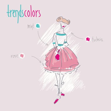 Vector illustration on the theme of fashion trends, fashionable colors.