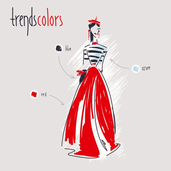 Illustrazione vettoriale sul tema delle tendenze della moda, colori alla moda . — Vettoriale Stock