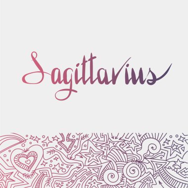 Burç için kaligrafik yazıt ile Vektör illüstrasyon. Burçlar, astroloji.