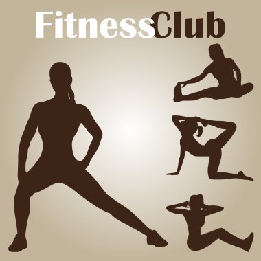 Fitness logosu bir kadın silueti. Vektör çizim.