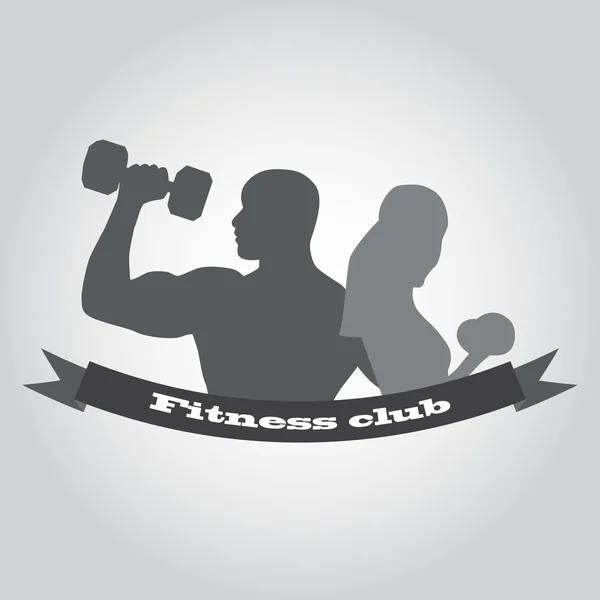 Silueta de logotipo de fitness de hombres y mujeres. Ilustración vectorial . — Archivo Imágenes Vectoriales