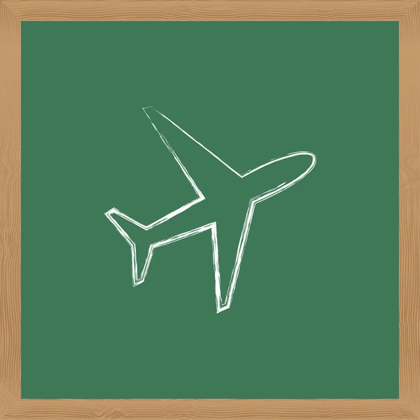Flache Vektorsymbol. Kreide auf einer Tafel. Flugzeug. — Stockvektor
