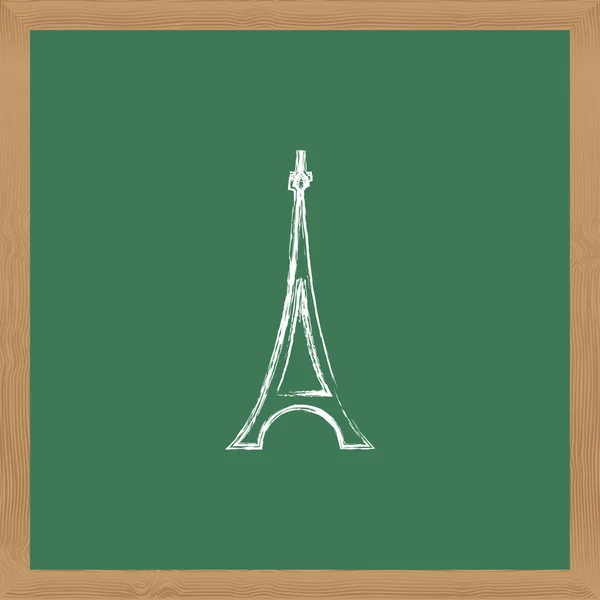 Ícone vetorial plano. Giz num quadro negro. Torre Eiffel . —  Vetores de Stock
