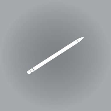 Düz vektör simgesi. Gri bir arka plan üzerinde beyaz simgesi. Kalem.