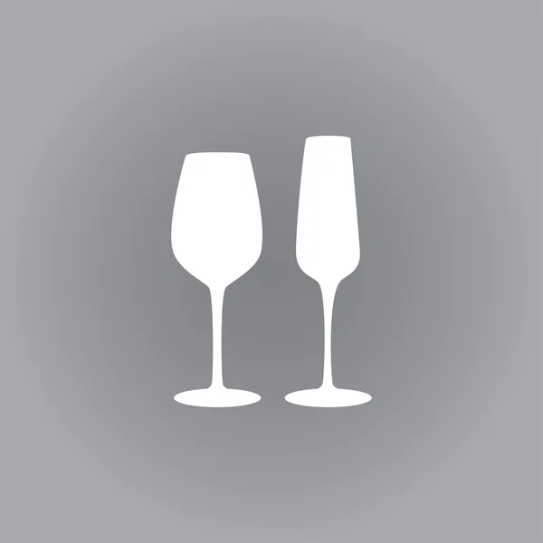 Flat vector icon. White icon on a grey background. Wineglass. — Stock Vector