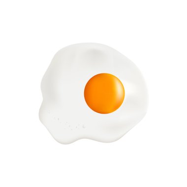 Yalıtılmış nesne. Omlet. Beyaz bir arka plan üzerinde yumurta. Gerçekçi
