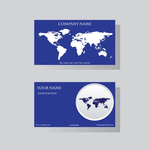 Eine Visitenkarte mit dem Bild einer Weltkarte. — Stockvektor