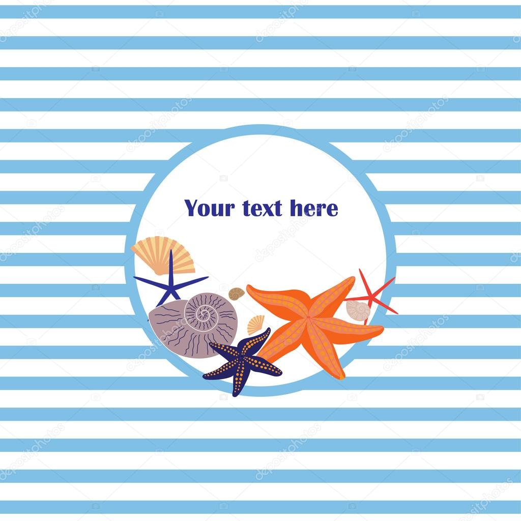 Marine theme. Vector illustration. Shellfish and starfish