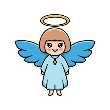 Sevimli çizgi melek logo vektörü